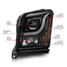 Load image into Gallery viewer, Anzo 15-17 GMC Yukon/Yukon XL Projector Headlights Black Housing/Clear Lens (w/ Light Bars) 111535
