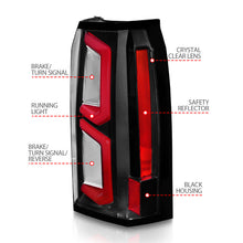 Load image into Gallery viewer, ANZO 2015-2020 Chevrolet Tahoe LED Tail Lights w/ Light Bar Black Housing Clear Lens 311374