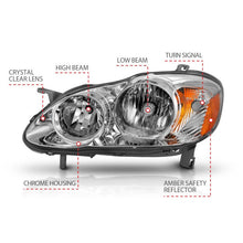 Load image into Gallery viewer, ANZO 2005-2008 Toyota Corolla Crystal Headlight Chrome Amber 121540