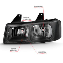 Load image into Gallery viewer, ANZO 2003-2017 Chevy Express Crystal Headlight Black 111474
