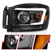 Load image into Gallery viewer, Anzo 06-09 Dodge RAM 1500/2500/3500 Headlights Black Housing/Clear Lens (w/ Light Bars) 111524