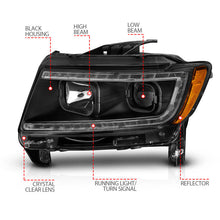 Load image into Gallery viewer, ANZO 11-13 Jeep Grand Cherokee (Factory Halogen Only) Projector Headlights w/Light Bar Swtchbk Black 111568