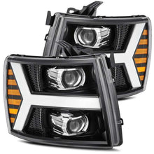Load image into Gallery viewer, AlphaRex 07-13 Chevy 1500 LUXX LED Proj Headlights Plank Style Jet Blk w/ Activ Light/Seq Signal/DRL 880223 *Discontinued