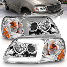 Load image into Gallery viewer, ANZO 1997-2003 Ford F-150 Projector Headlights w/ Light Bar Chrome Housing 111504
