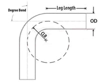 Load image into Gallery viewer, HPS Performance Products HPS 1-1/2" OD 120 Degree Bend 6061 Aluminum Elbow Pipe Tubing 16 Gauge w/ 2" CLR