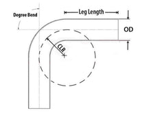 Load image into Gallery viewer, HPS Performance Products HPS 4" OD 60 Degree Bend 6061 Aluminum Elbow Pipe Tubing 16 Gauge w/ 5 1/2" CLR