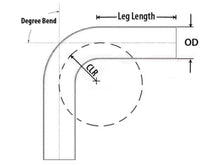 Load image into Gallery viewer, HPS Performance Products HPS 2" OD 70 Degree Bend 6061 Aluminum Elbow Pipe Tubing 16 Gauge w/ 3 1/8" CLR