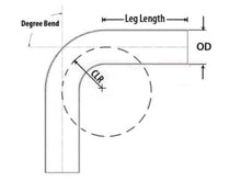 Load image into Gallery viewer, HPS Performance Products HPS 2-1/4" OD 70 Degree Bend 6061 Aluminum Elbow Pipe Tubing 16 Gauge w/ 3" CLR