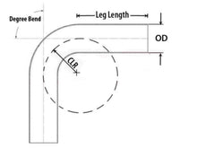 Load image into Gallery viewer, HPS Performance Products HPS 4" OD 70 Degree Bend 6061 Aluminum Elbow Pipe Tubing 16 Gauge w/ 5 1/2" CLR