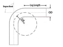 Load image into Gallery viewer, HPS Performance Products HPS 3-1/2" OD 70 Degree Bend 6061 Aluminum Elbow Pipe Tubing 16 Gauge w/ 5-5/8" CLR