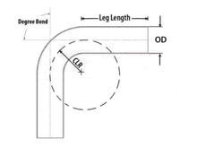 Load image into Gallery viewer, HPS Performance Products HPS 2" OD 100 Degree Bend 6061 Aluminum Elbow Pipe Tubing 16 Gauge w/ 3 1/8" CLR