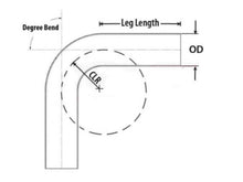 Load image into Gallery viewer, HPS Performance Products HPS 3-1/2" OD 15 Degree Bend 6061 Aluminum Elbow Pipe Tubing 16 Gauge w/ 5-5/8" CLR