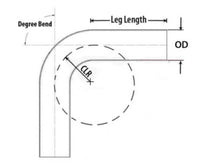 Load image into Gallery viewer, HPS Performance Products HPS 4" OD 35 Degree Bend 6061 Aluminum Elbow Pipe Tubing 16 Gauge w/ 5 1/2" CLR