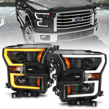 Load image into Gallery viewer, Anzo 2015-2016 Ford F-150 Projector Headlights w/ Plank Style Switchback Bl