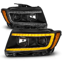 Load image into Gallery viewer, ANZO 11-13 Jeep Grand Cherokee (Factory Halogen Only) Projector Headlights w/Light Bar Swtchbk Black 111568