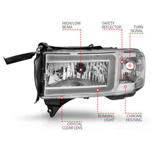 Load image into Gallery viewer, ANZO 94-02 Dodge RAM Crystal Headlight - w/ Light Bar Chrome Housing 111555