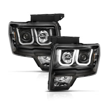 Load image into Gallery viewer, Anzo Ford F-150 09-14 Projector Switchback Headlights U-Bar Black W/ Amber