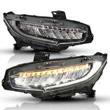 Load image into Gallery viewer, ANZO 16-17 Honda Civic Projector Headlights Plank Style Black w/Amber/Sequential Turn Signal 121527
