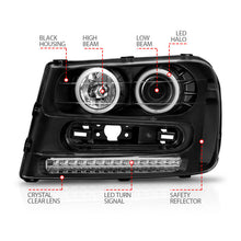 Load image into Gallery viewer, Anzo 2002-2009 Chevrolet Trailblazer Projector Headlights w/ Halo Black