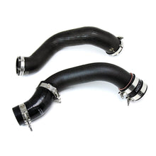 Load image into Gallery viewer, HPS Performance HPS Intercooler Hot Charge Pipe and Cold Side with Blue Hoses 15-17 Ford Mustang Ecoboost 2.3L Turbo, Black
