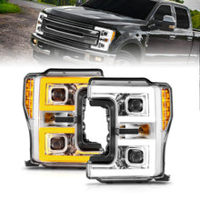 Load image into Gallery viewer, ANZO 17-19 Ford F-250/350/450 SD (w/o Factory LED HL) LED Proj Headlights w/Light Bar Switchback Chr 111578