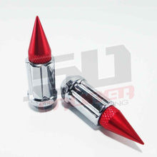 Load image into Gallery viewer, 3/8 x 24 Chrome Spiked Lug Nuts Anodized - 16 Pack