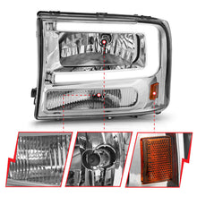 Load image into Gallery viewer, ANZO 99-04 Ford F250/F350/F450/Excursion (excl. 99) Crystal Headlights - w/ Light Bar Chrome Housing 111550