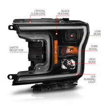 Load image into Gallery viewer, ANZO 2018-2020 Ford F-150 Projector Headlight w/ Plank Style Switchback Black Housing 111509