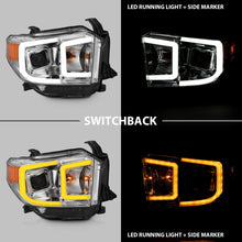 Load image into Gallery viewer, ANZO 14-17 Toyota Tundra Plank Style Projector Headlights Chrome w/ Amber 111415