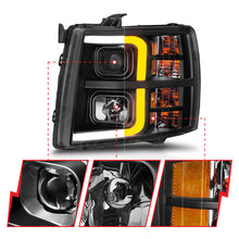 Load image into Gallery viewer, ANZO 2007-2013 Chevrolet Silverado 1500 Projector w/ Light Bar Black Housing w/ Sequential 111545