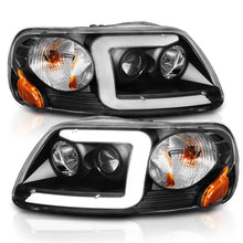 Load image into Gallery viewer, ANZO 1997-2003 Ford F-150 Projector Headlights w/ Light Bar Black Housing 111503