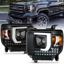 Load image into Gallery viewer, ANZO 2014-2015 Gmc Sierra 1500HD Projector Plank Style Headlight Black W/ Drl 111450