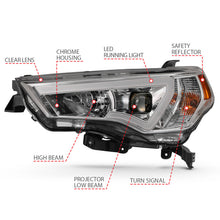 Load image into Gallery viewer, ANZO 14-18 Toyota 4 Runner Plank Style Projector Headlights Chrome w/ Amber 111417