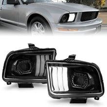 Load image into Gallery viewer, ANZO 05-09 Ford Mustang (w/Factory Halogen HL Only) Projector Headlights w/Light Bar Black Housing 121566