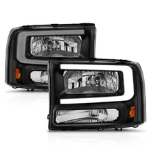 Load image into Gallery viewer, ANZO 99-04 Ford F250/F350/F450/Excursion (excl. 99) Crystal Headlights - w/ Light Bar Black Housing 111549