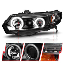 Load image into Gallery viewer, Anzo 2006-2011 Honda Civic Projector Headlights w/ Halo Black (CCFL)