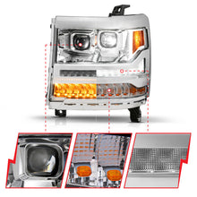 Load image into Gallery viewer, ANZO 16-18 Chevy Silverado 1500 (Factory HID Models ONLY) Full LED Proj Headlights Chrome - Pair 111623A