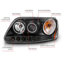Load image into Gallery viewer, Anzo 1997-2003 Ford F-150 Projector Headlights w/ Halo Black (CCFL)