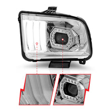 Load image into Gallery viewer, ANZO 05-09 Ford Mustang (w/Factory Halogen HL Only) Projector Headlights w/Light Bar Chrome Housing 121567
