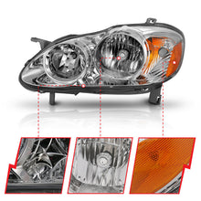 Load image into Gallery viewer, ANZO 2005-2008 Toyota Corolla Crystal Headlight Chrome Amber 121540