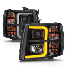 Load image into Gallery viewer, ANZO 2007-2013 Chevrolet Silverado 1500 Projector w/ Light Bar Black Housing w/ Sequential 111545