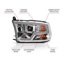 Load image into Gallery viewer, Anzo Dodge Ram 09-18 Projector Plank Style Headlight w/ Halo Chrome Clear A