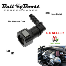 Load image into Gallery viewer, 90 Degree LS LS1 SS Fuel Rail Quick Connect Fitting Line Adapter 3-8” ID to 3-8"
