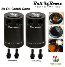 Load image into Gallery viewer, 2x Billet Aluminum Baffled Oil Catch Can Reservoir Tank Racing 2-Port
