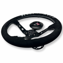 Load image into Gallery viewer, Suede Aluminum Steering Wheel + Billet Short Hub Adapter Kit For Civic Integra Accord