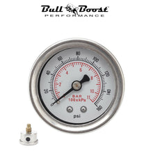 Load image into Gallery viewer, Fuel Pressure Regulator Gauge 0-160 Psi Bar Liquid Fill Chrome Fuel Oil Rail