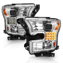 Load image into Gallery viewer, ANZO 15-17 Ford F-150 Proj Headlights w/ Plank Style Design Chrome w/ Amber Sequential Turn Signal 111409