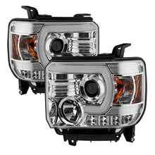 Load image into Gallery viewer, Spyder GMC Sierra 14-16 Projector Headlights Light Bar DRL Chrome PRO-YD-GS14-LBDRL-C 5080622