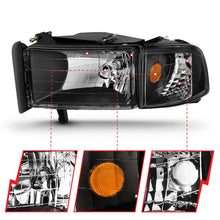 Load image into Gallery viewer, Anzo Black Crystal Headlights 1994-2001 Dodge Ram 1500