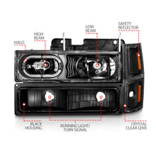 Load image into Gallery viewer, ANZO 88-98 Chevrolet C1500 Crystal Headlights Black Housing w/ Signal and Side Marker Lights 111507